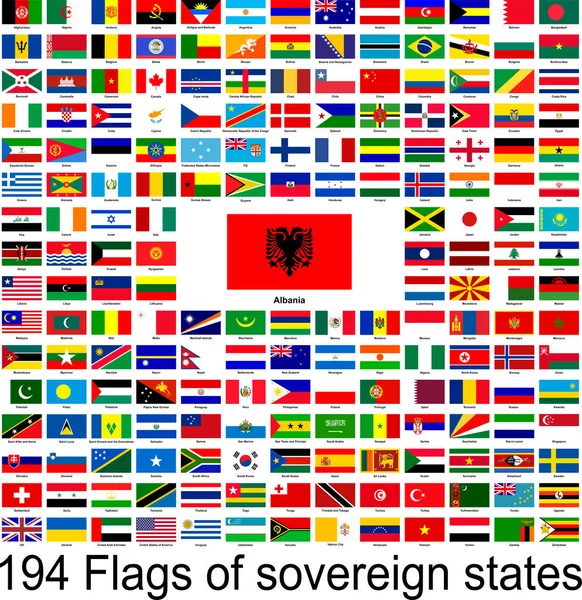 Arnavutluk, dünya bayraklarının vektör resimlerinin toplanması.