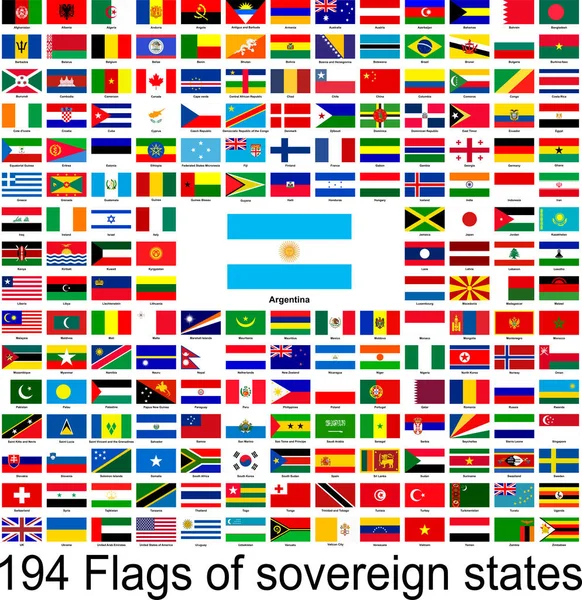 Arjantin, dünyanın bayraklarının vektör görüntülerinin toplanması.