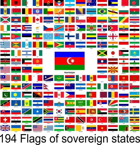 Azerbaycan, dünyanın bayraklarının vektör görüntülerinin toplanması.