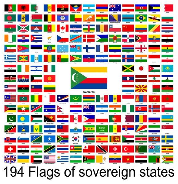 Komorolar, dünyanın bayraklarının vektör görüntülerinin toplanması. Vektör grafikleri.