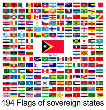 Doğu Timor, dünyanın bayraklarının vektör görüntülerinin toplanması. Vektör grafikleri.