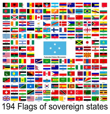 Mikronezya Birleşik Devletleri, dünyanın bayraklarının vektör görüntülerinin toplanması. Vektör grafikleri.