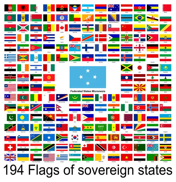 Federated States Micronesia Colección Imágenes Vectoriales Banderas Del Mundo Gráficos — Archivo Imágenes Vectoriales