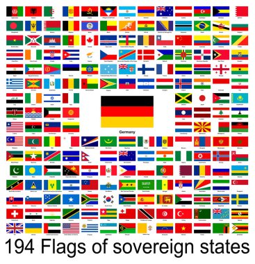 Almanya, dünyanın bayraklarının vektör görüntülerinin toplanması. Vektör grafikleri.
