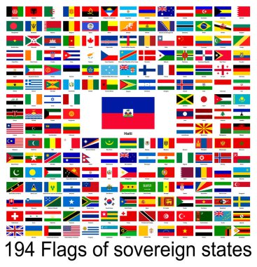 Haiti, dünyanın bayraklarının vektör görüntülerinin toplanması. Vektör grafikleri.