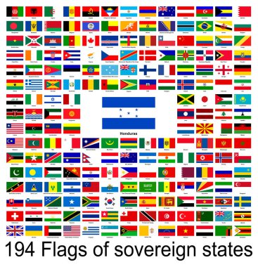 Honduras, dünyanın bayraklarının vektör görüntülerinin toplanması. Vektör grafikleri.