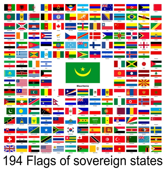 Mauritania Colección Imágenes Vectoriales Banderas Del Mundo Gráficos Vectoriales — Vector de stock