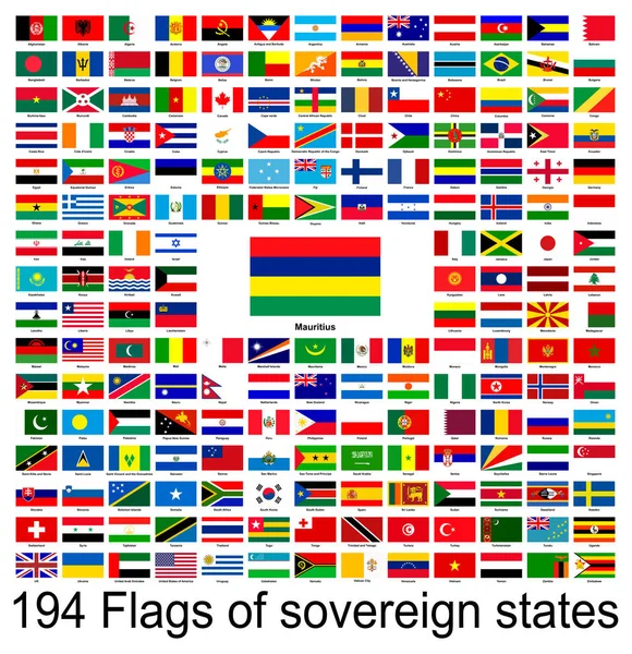 Mauritius Dünyanın Bayraklarının Vektör Görüntülerinin Toplanması Vektör Grafikleri — Stok Vektör