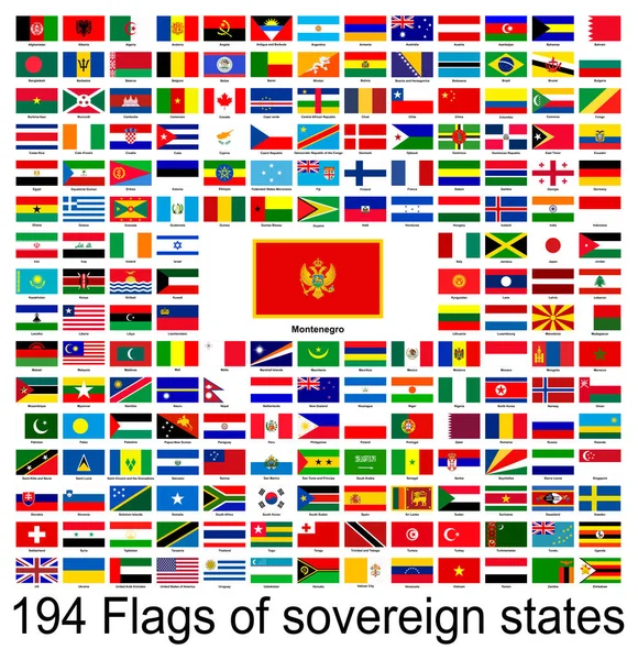 Montenegro Colección Imágenes Vectoriales Banderas Del Mundo Gráficos Vectoriales — Vector de stock