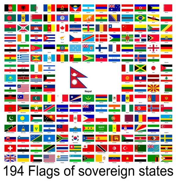 Nepal Zbiór Obrazów Wektorowych Flag Świata Grafika Wektorowa — Wektor stockowy
