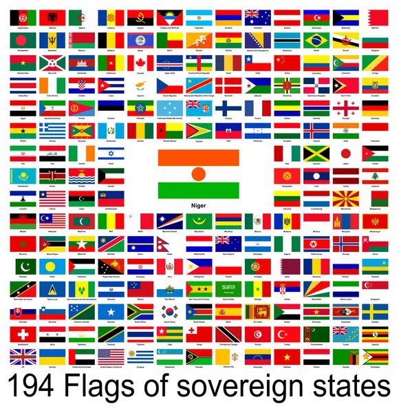 Niger Zbiór Obrazów Wektorowych Flag Świata Grafika Wektorowa — Wektor stockowy
