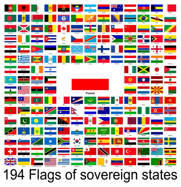 Polonya, dünyanın bayraklarının vektör görüntülerinin toplanması. Vektör grafikleri.