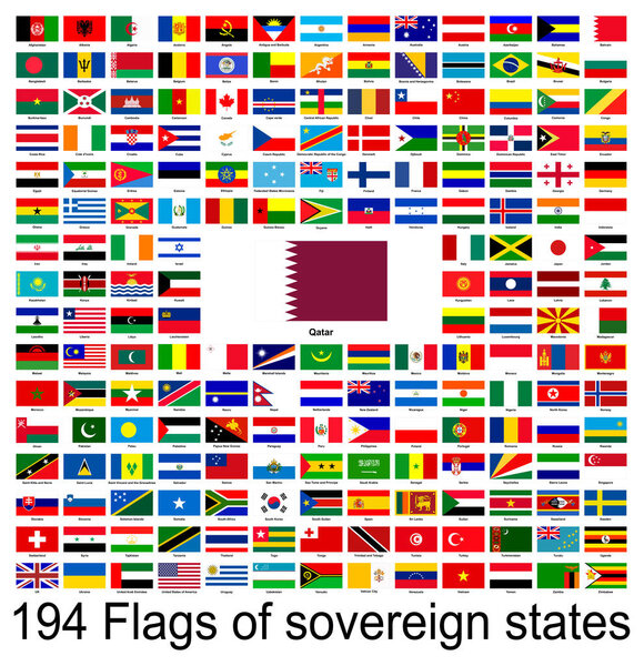 Qatar, collection of vector images of flags of the world. Vector graphics.