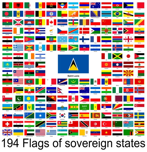 Saint Lucia Zbiór Obrazów Wektorowych Flag Świata Grafika Wektorowa — Wektor stockowy