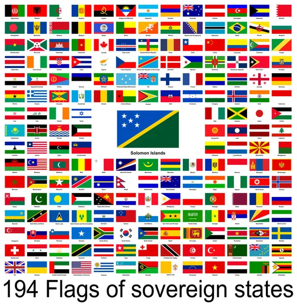 ソロモン諸島 世界の旗のベクトル画像のコレクション ベクトルグラフィックス — ストックベクタ