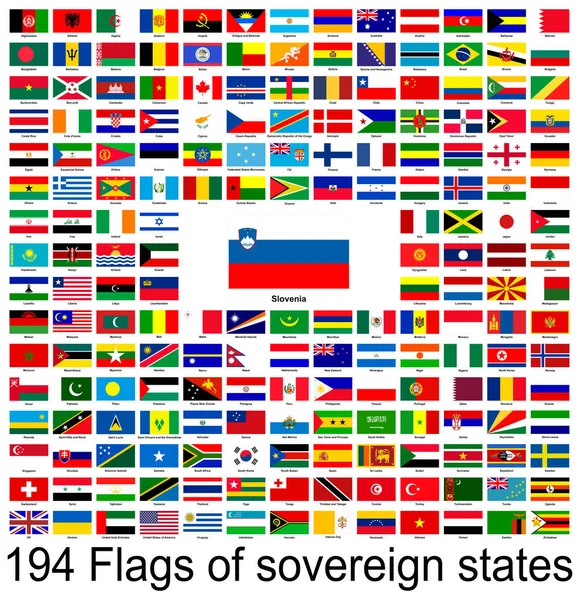 Slovenien Samling Vektorbilder Flaggor Världen Vektorgrafik — Stock vektor