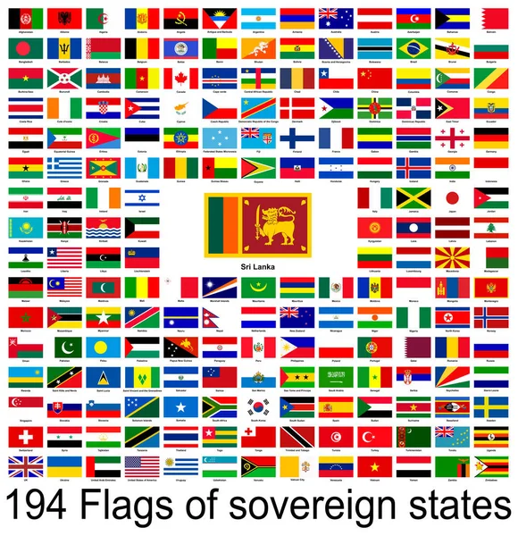 Sri Lanka, dünyanın bayraklarının vektör görüntülerinin toplanması. Vektör grafikleri.