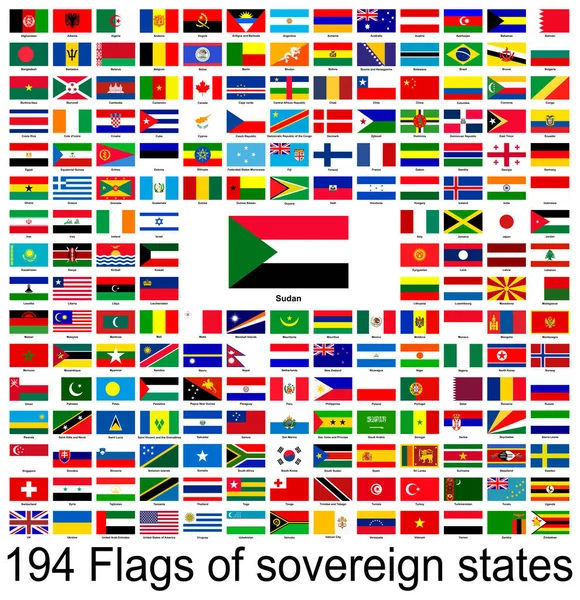 Sudan Samling Vektorbilder Flaggor Världen Vektorgrafik — Stock vektor