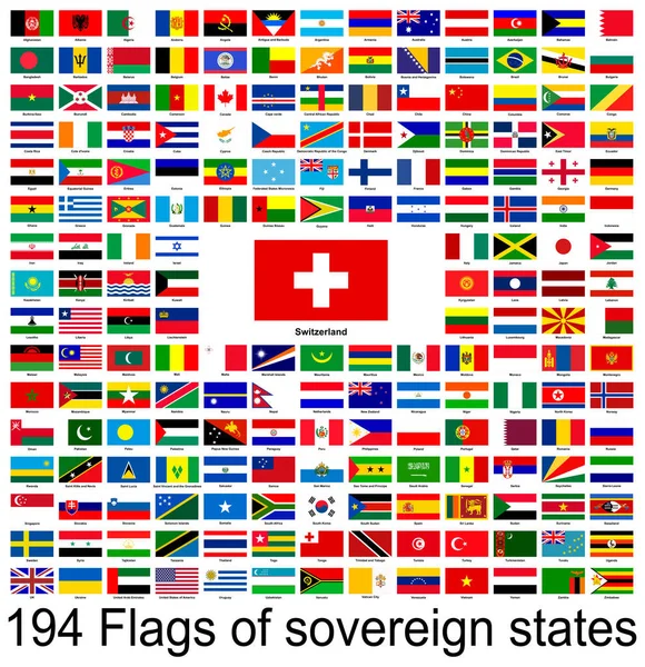 スイス 世界の旗のベクトル画像のコレクション ベクトルグラフィックス — ストックベクタ