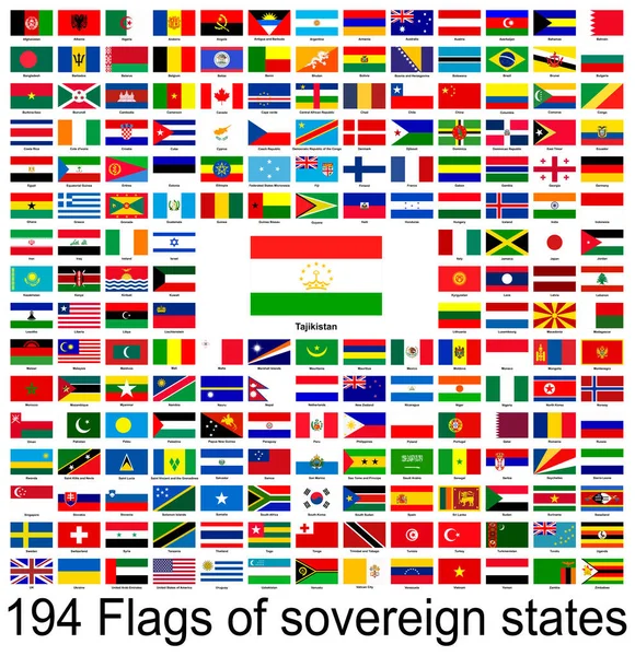 Tacikistan, dünyanın bayraklarının vektör görüntülerinin toplanması. Vektör grafikleri.