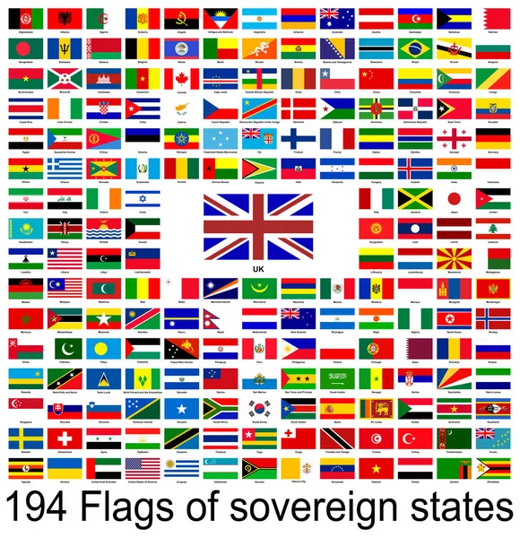 Reino Unido Colección Imágenes Vectoriales Banderas Del Mundo Gráficos Vectoriales — Vector de stock