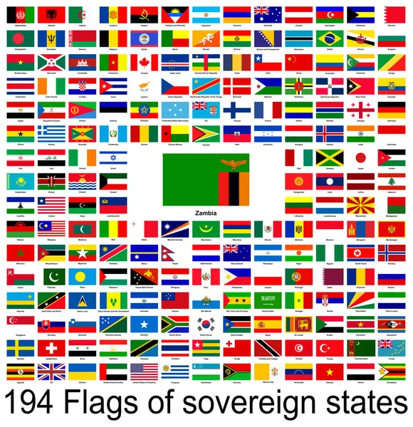 Zambia Samling Vektorbilder Flaggor Världen Vektorgrafik — Stock vektor