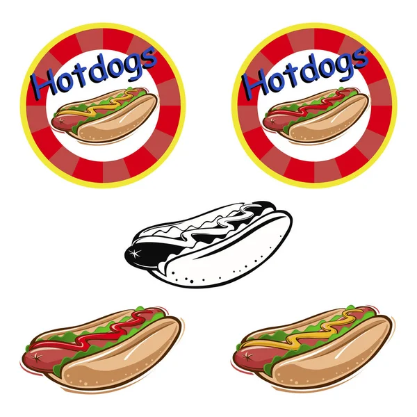 Farklı renklerde bir sosisli. İmza tahtası. Simge. Vektör grafikleri.