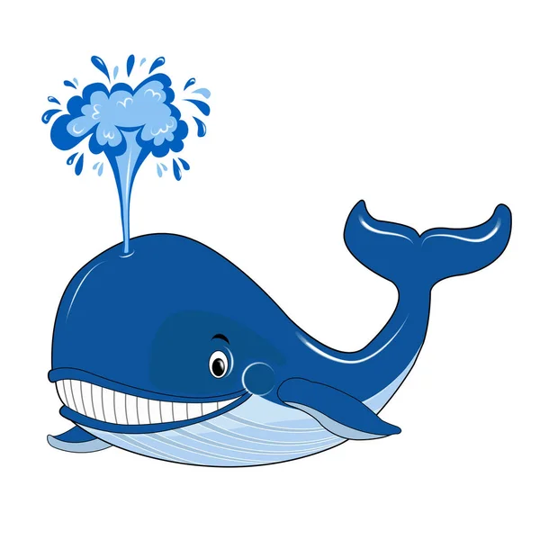 Baleia Azul Com Uma Fonte Água Dia Das Baleias Gráficos — Vetor de Stock
