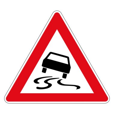 Danger of skidding or slipping due to humidity or dirt. Road sign of Germany. Vector graphics. clipart