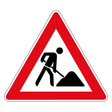 Yol çalışıyor. Tehlike bölgesi. Almanya 'nın yol işareti. Avrupa. Vektör grafikleri.