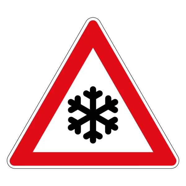 Karlı kış yolu. Almanya 'nın yol işareti. Vektör grafikleri.