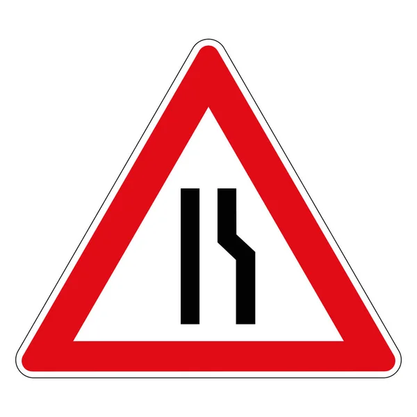 缩窄了道路的一边 在右边 德国的路标 矢量图形 — 图库矢量图片