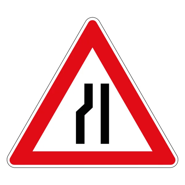 左側の片側の道路の狭くなっている ドイツの道路標識 ヨーロッパだベクトルグラフィックス — ストックベクタ