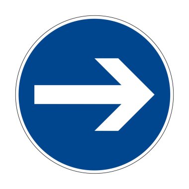 Burada, sağda. Sağa dön. Almanya 'nın yol işareti. Avrupa. Vektör grafikleri.