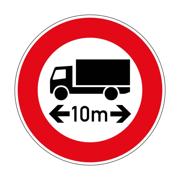 実際の長さ旅行は10メートル以上の車の場合は禁止されています ドイツの道路標識 ヨーロッパだベクトルグラフィックス — ストックベクタ