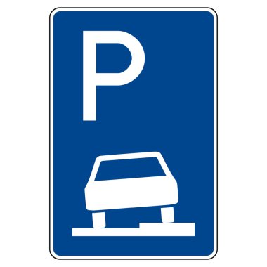 Kaldırıma park ve park yeri. Almanya 'nın yol işareti. Avrupa. Vektör grafikleri.