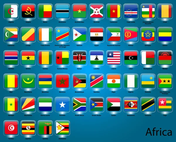 Colección Banderas Países Africanos Namibia Túnez Egipto Sudáfrica Argelia Botswana — Vector de stock