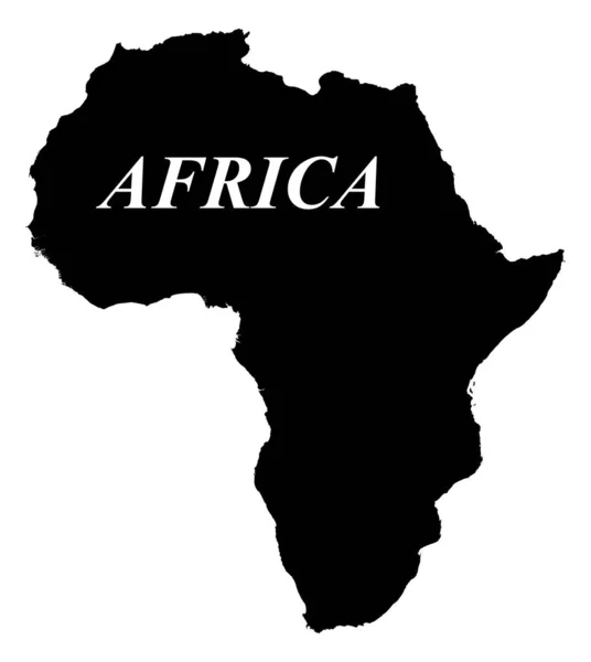 Mapa Contorno África Con Nombre Del Continente Silueta Negra Sobre — Vector de stock