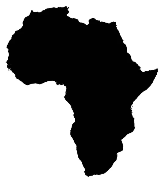 Silueta Afrického Kontinentu Černý Obrys Bílém Pozadí Vektorová Grafika — Stockový vektor
