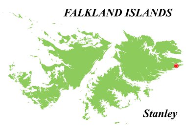 Falkland Adaları 'nın vektör haritası. Beyaz arkaplanda.