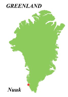 Grönland 'ın başkentinin vektör haritası. Beyaz arkaplanda.