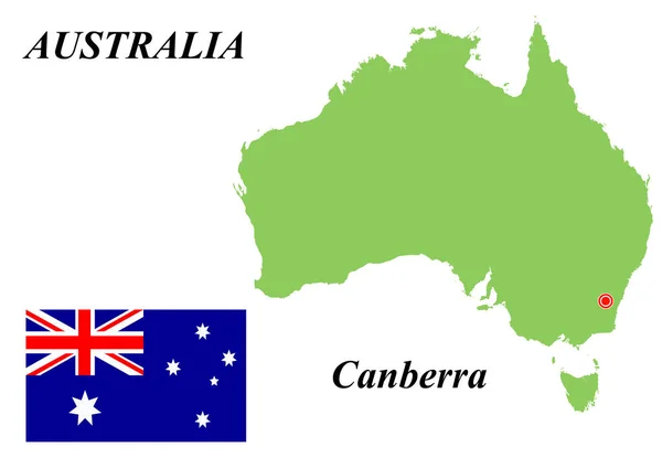Mapa Vectorial Australia Con Capital Sobre Fondo Blanco — Archivo Imágenes Vectoriales