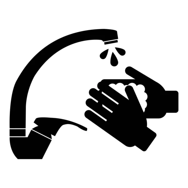 Vektör çizimi. Ellerini musluğun altında yıkıyorsun. El dezenfeksiyonu ve antibakteriyel sabunla cilt bakımı. COVID-19 virüsü. Koronavirüsün önlenmesi.