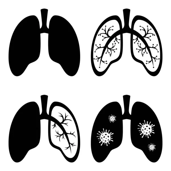 可用作网页设计模板的图标 呼吸道的矢量图像 Covid 19病毒 预防结肠炎 — 图库矢量图片