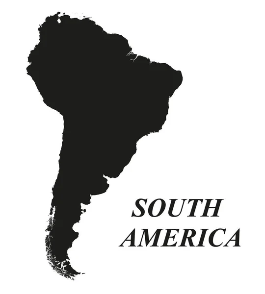 南米大陸の非常に詳細な輪郭地図 ブラジル アルゼンチン コロンビア エクアドル ベクトルグラフィック 白地に黒のシルエット — ストックベクタ