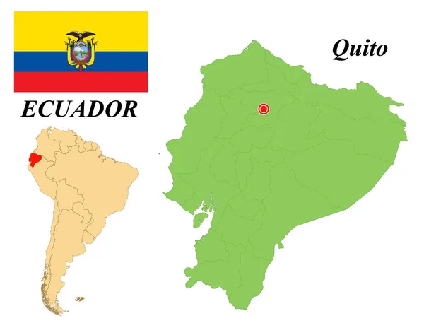 Republiek Ecuador Hoofdstad Van Quito Vlag Van Ecuador Kaart Van — Stockvector