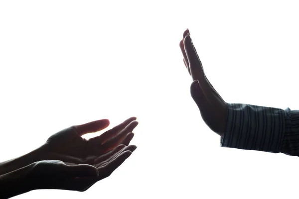 Ret - silhoue karşısında sadaka ile kadın el uzattı