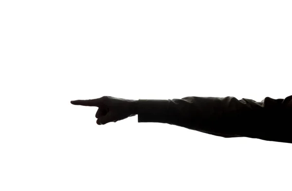 La mano dell'uomo punta il dito indice - silhouette — Foto Stock