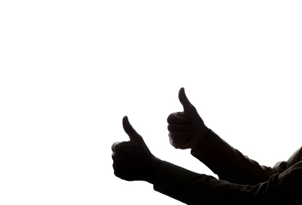 Mannens händer visar symbol ok - silhouette — Stockfoto