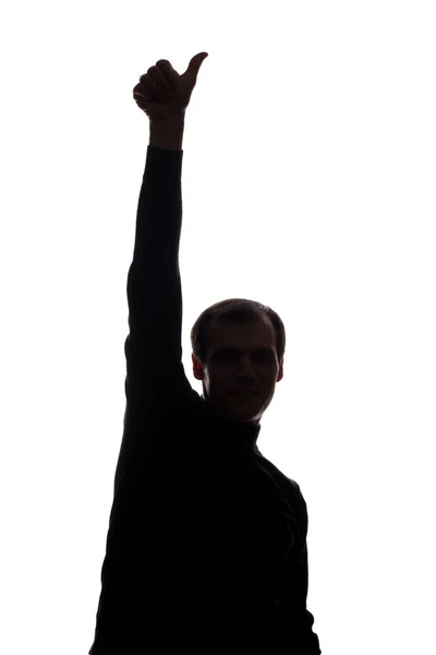 La main de l'homme montre le symbole ok - silhouette — Photo